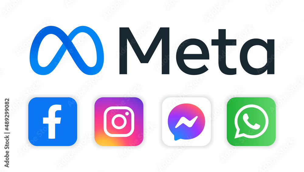 Meta family of apps logos including Facebook, Instagram, WhatsApp