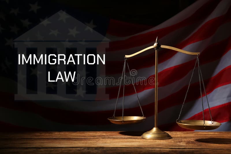 Scales of justice with American flag background