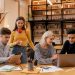 International students studying together in a European university setting, highlighting affordable tuition-free opportunities