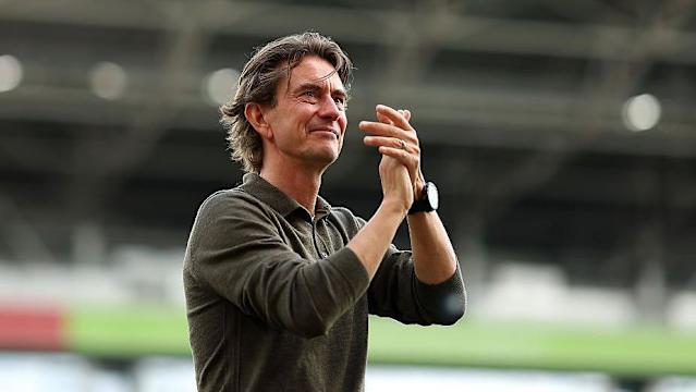Thomas Frank on the touchline during his Brentford tenure