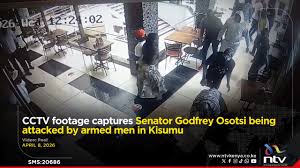 Godfrey Osotsi assault CCTV footage showing armed men attacking Vihiga Senator Godfrey Osotsi at Java House in Kisumu on April 8, 2026"