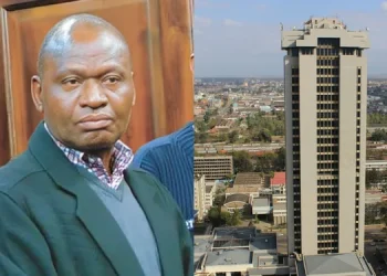 "James Mugoya Isabirye and the Times Tower in Nairobi he constructed"