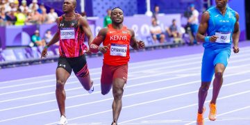 Ferdinand Omanyala sprinting to victory in 100m race at Addis Ababa Grand Prix after clocking 9.98 seconds