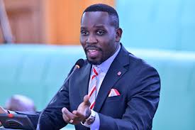 alt="Joel Ssenyonyi, Leader of the Opposition in Uganda's 12th Parliament, addressing Parliament"