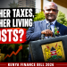 Kenya Finance Bill 2026 featured image showing Treasury CS with text about higher taxes and living costs.