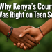Two young people holding hands against a blurred green background, symbolizing teenage relationships and emotional connection, with bold white text reading: “Why Kenya’s Court Was Right on Teen Sex.”