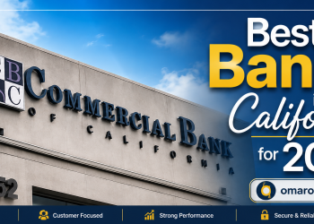 Featured image showing a California bank building with the title “Best Banks in California for 2026.”