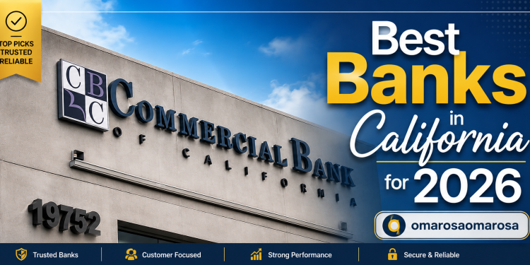 Featured image showing a California bank building with the title “Best Banks in California for 2026.”