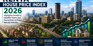 Kenya house price index 2026 Nairobi skyline showing modern high-rises and property market activity
