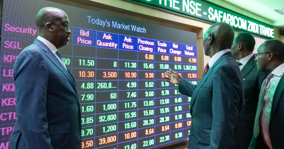 Investors monitoring prices and trades on the Nairobi Securities Exchange