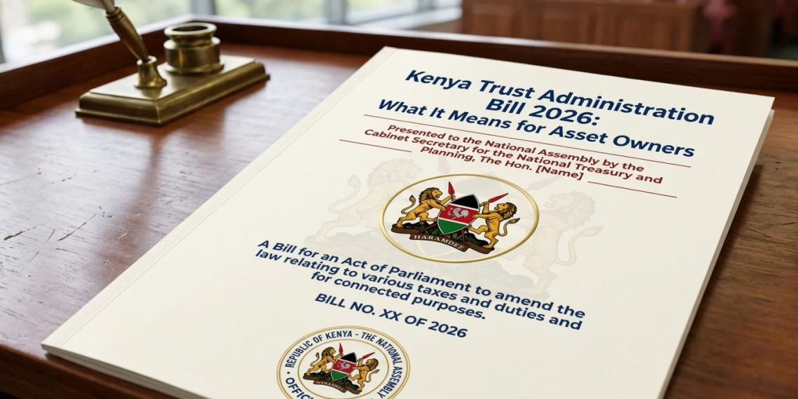Kenya Trust Administration Bill 2026 document on wooden desk