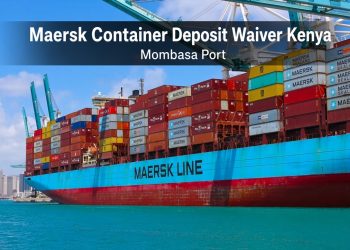 Maersk container ship at Mombasa Port with deposit waiver announcement