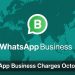 WhatsApp Business logo over a world map with text announcing WhatsApp Business Charges October 2026