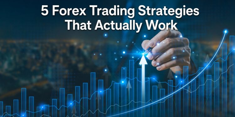 5 Forex Trading Strategies That Actually Work – rising charts and hand drawing growth arrow
