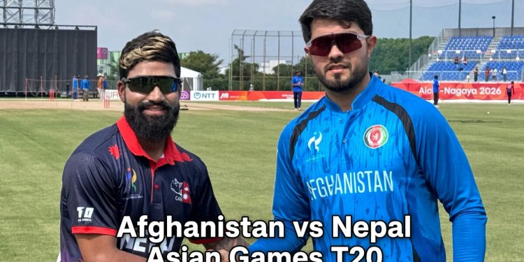Afghanistan and Nepal captains shake hands before Asian Games T20 match
