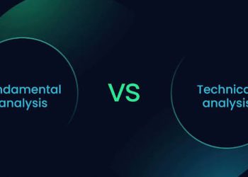 Technical vs fundamental analysis forex comparison diagram with two circular icons
