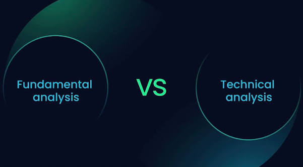 Technical vs fundamental analysis forex comparison diagram with two circular icons