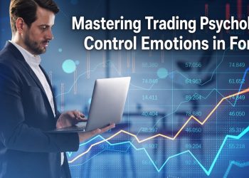 Mastering Trading Psychology: Control Emotions in Forex – trader focused on laptop with market charts