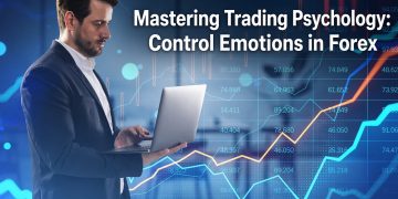 Mastering Trading Psychology: Control Emotions in Forex – trader focused on laptop with market charts