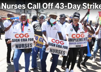 Nurses Call Off 43-Day Strike – nurses holding placards during protest