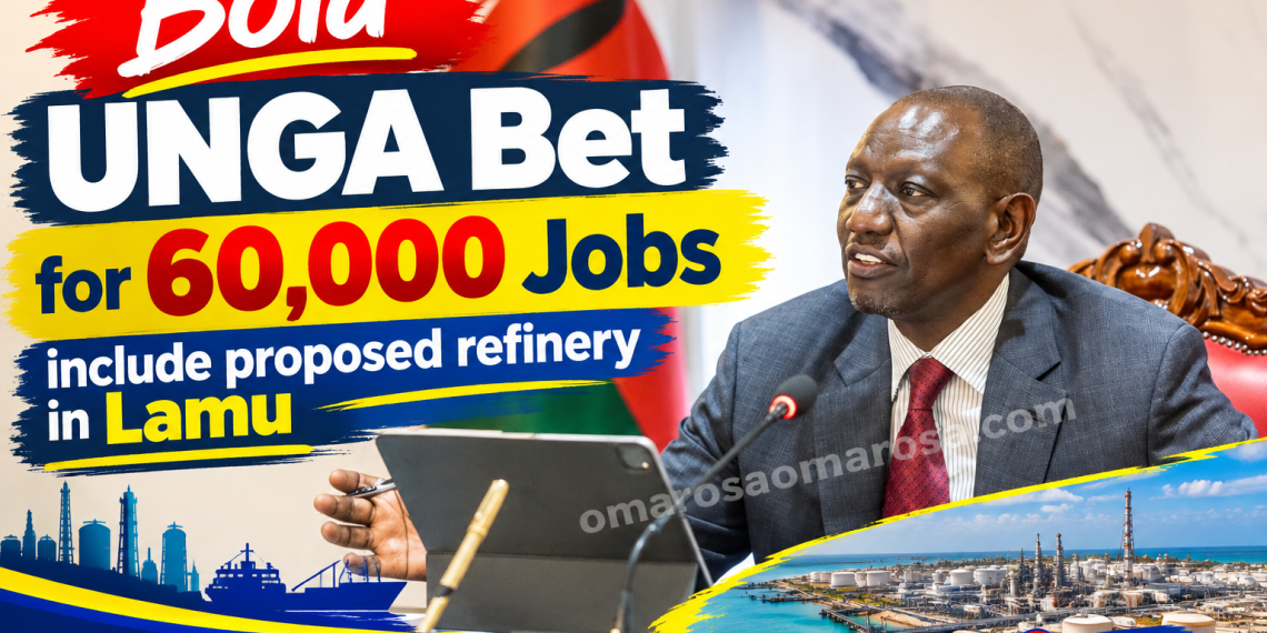 UNGA proposal for 60,000 jobs including a proposed refinery in Lamu, Kenya.