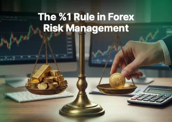 The 1% Rule: How Much Should You Risk Per Trade? – balance scale with gold and 1% coin