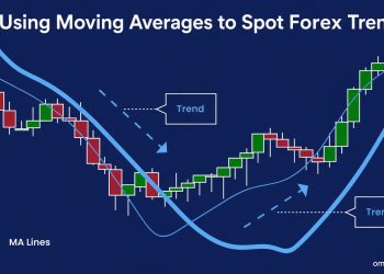 Using Moving Averages to Spot Forex Trends – chart with MA lines and trend labels