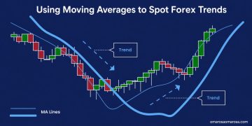 Using Moving Averages to Spot Forex Trends – chart with MA lines and trend labels